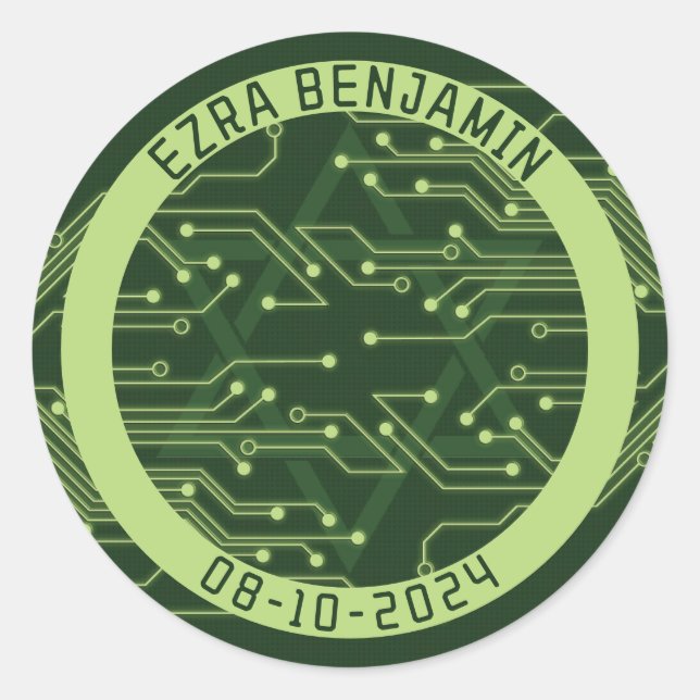 Electronics Computer Circuit Board Bar Mitzvah Classic Round Sticker (Front)