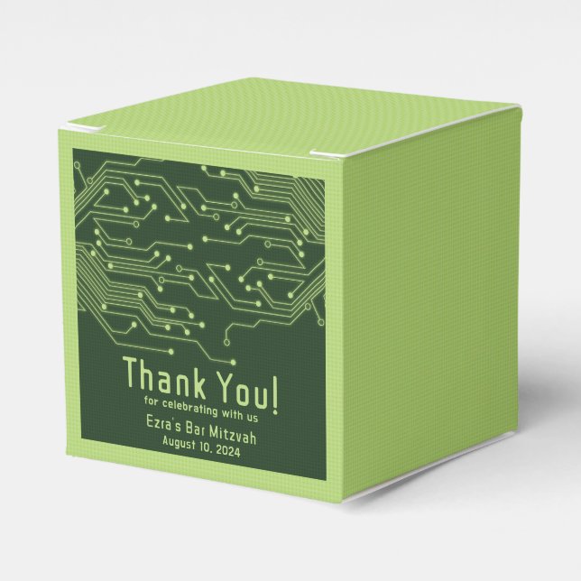 Electronics Computer Circuit Board Bar Mitzvah Favor Boxes (Front Side)