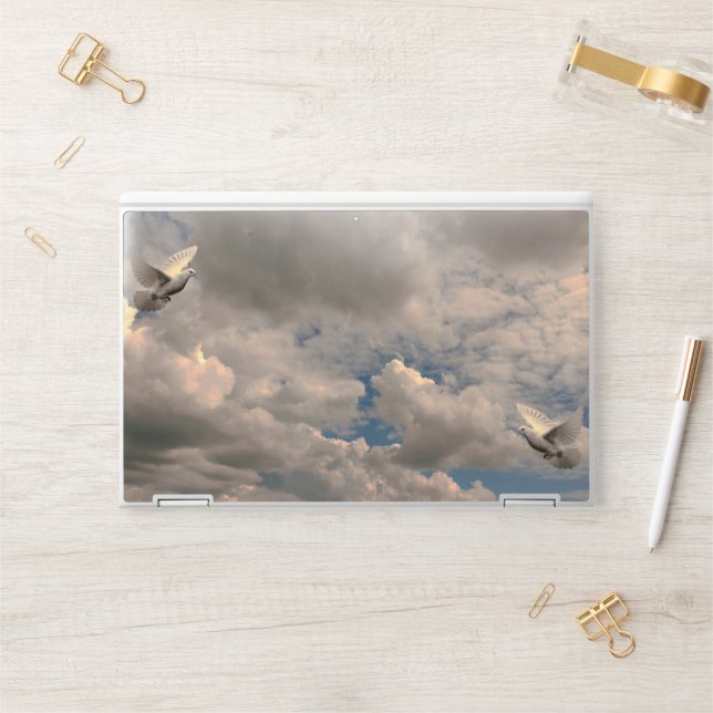 Electronics, Laptop Skin, Doves Among The Clouds, HP Laptop Skin (Desk)