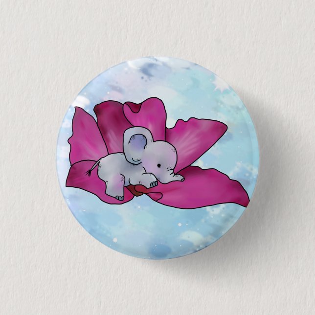 Elefant in Blüte  Button (Front)