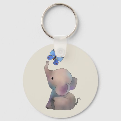 Elefant mit Schmetterling Keychain