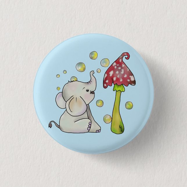 Elefant und Pilz  Button (Front)
