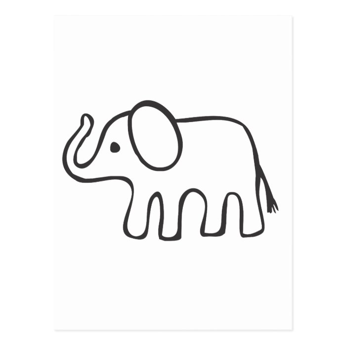 Elefante en bosquejo blanco y negro postal de 