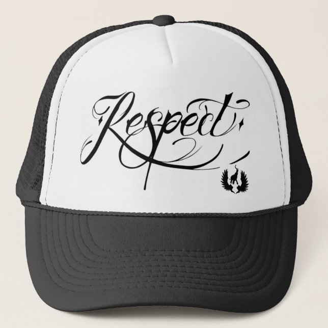elefent industries Tattoo Script Respect Trucker Hat (Front)