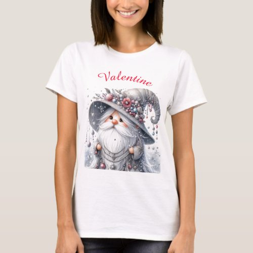 Elegabt cute silver beautiful valentine gnome T_Shirt