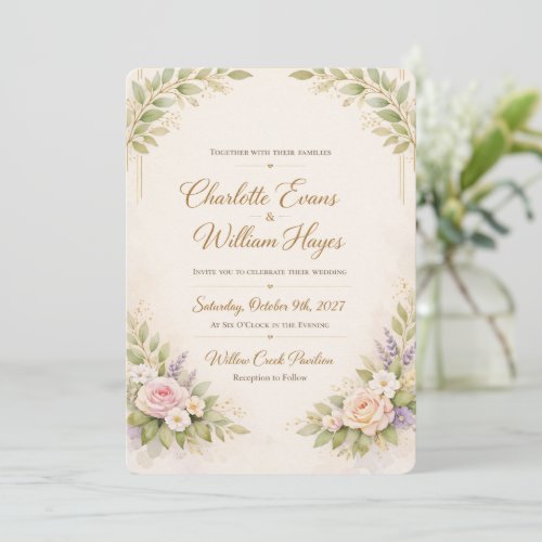 ElegaElegant orange Floral Wedding Invitation Temp