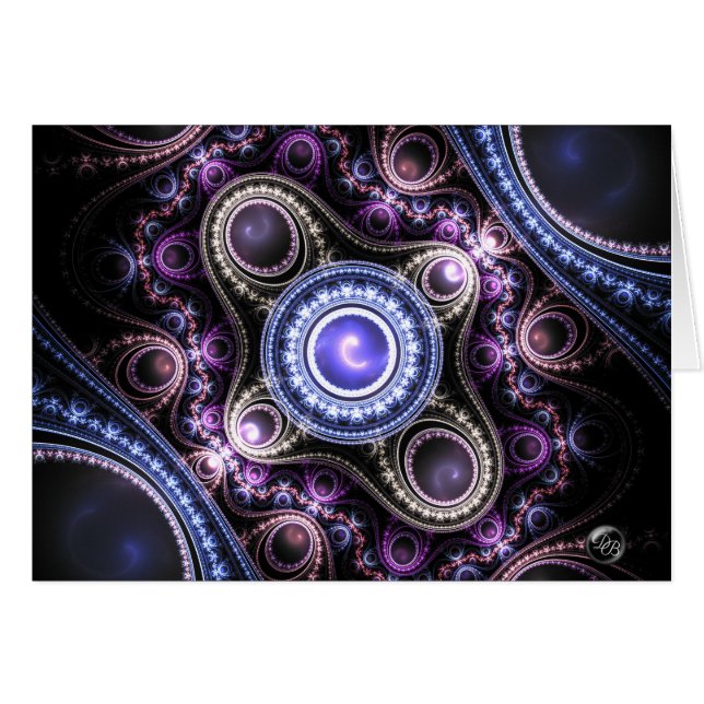 Elegan, Beautiful Unique Glowing Fractal Fine Art Cards (Front Horizontal)