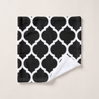 Black Hand and Bath Towels, Hand Towels, Custom Towels, Black, Black  Lattice, Black Bathroom, Black Towel, Quatrefoil Towel 