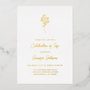 Elegan Floral Celebration of Life Funeral Foil Invitation