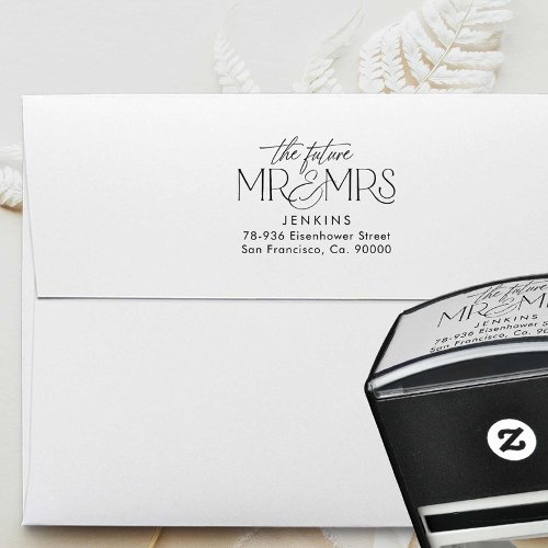 Elegan Future Mr and Mrs Address Wedding Self_inking Stamp