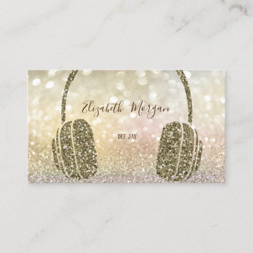 Elegan Glitter Headphone DJ Bokeh Business Card