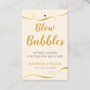 Elegan Gold Wedding Bubble Wand Tag Custom Color