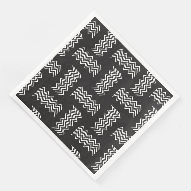 Elegan modern black and white paper napkin (Corner)