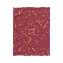 Elegan monogram gold berry marsala pink pattern