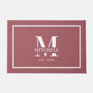 Elegan Monogrammed Dusty Pin Custom Family Name Doormat