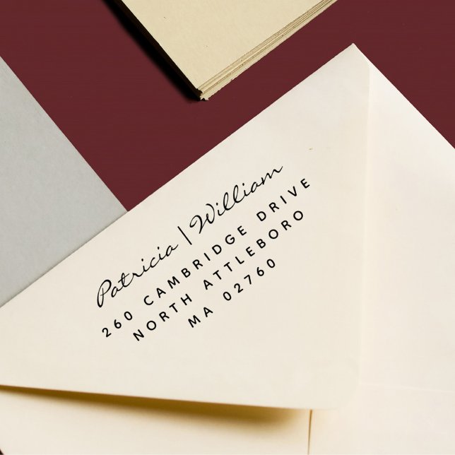 Elegan Script Two Names Simple Return Address Rubber Stamp (Creator Uploaded)