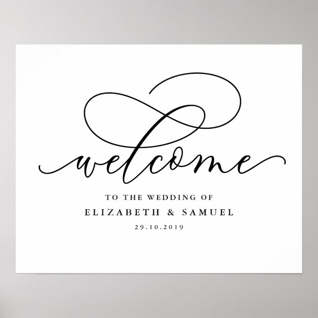 Elegan script welcome to the wedding sign (Front)