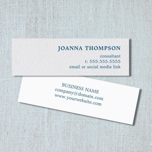 Elegan Simple Texture White Blue Consultant Mini Business Card