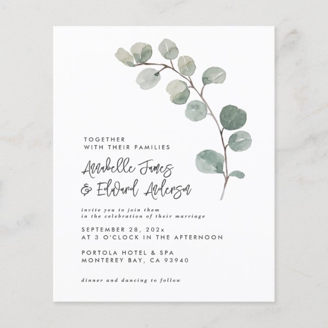 Elegan Wedding eucalyptus details, invitation chic Flyer (Front)