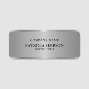 Elegance And Flair: Luxury Brushed Silver Metallic Name Tag