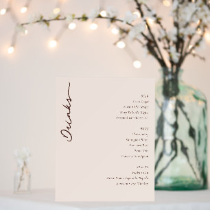 Elegance Beige Script Menu Layout Foam Board