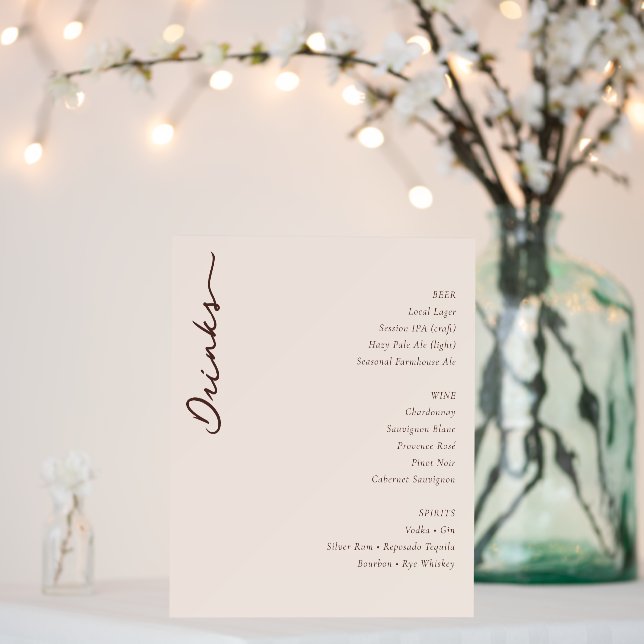 Elegance Beige Script Menu Layout Foam Board (In Situ (Wedding))