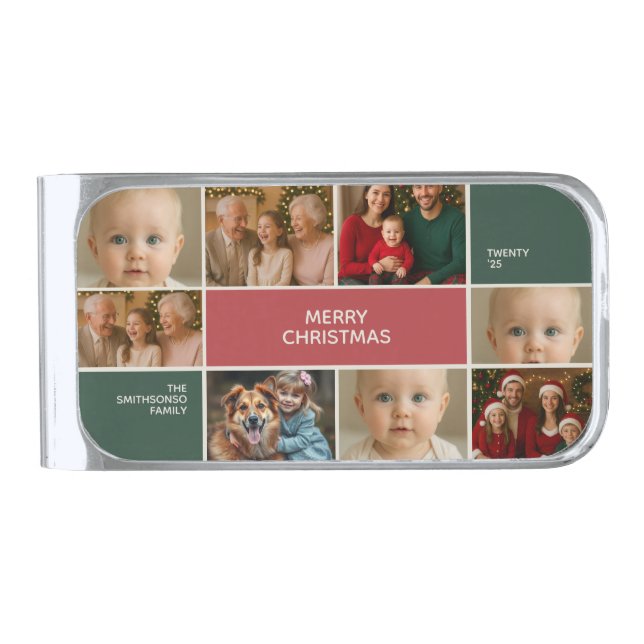 elegance big families personalized Photos image Silver Finish Money Clip (Front)