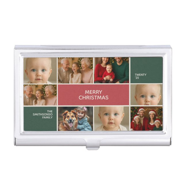 elegance big family personalized Photos collage Business Card Case (Front)