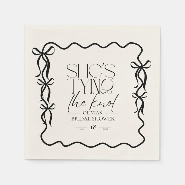 Elegance Black Bow Bridal Shower Napkins (Front)