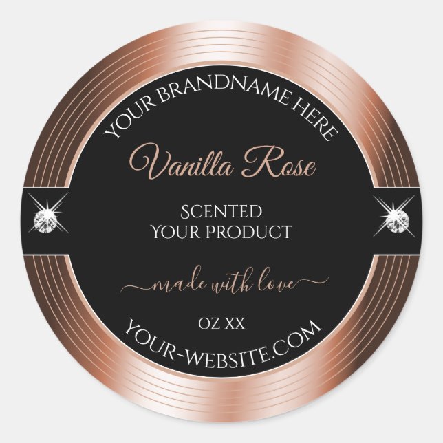 Elegance Black Rose Gold Brilliants Product Label (Front)