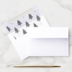 Elegance Black & White Vintage Christmas Tree Envelope Liner