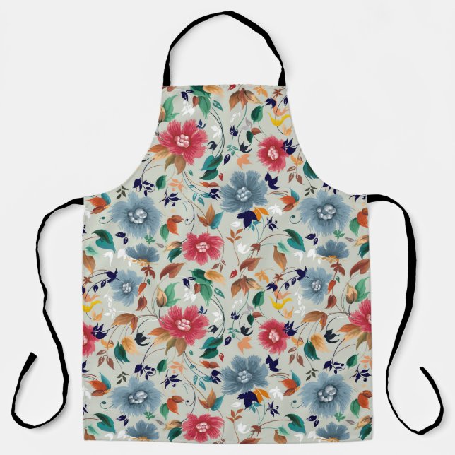 Elegance Blooms: Floral Vintage Background Apron (Front)