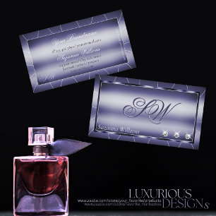 Elegance Blue with Sparkle Diamonds and Monogram Business Card