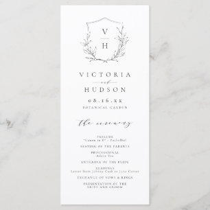 Elegance botanical crest monogram wedding program