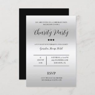 Elegance & Class Silver Charity Party Invitation