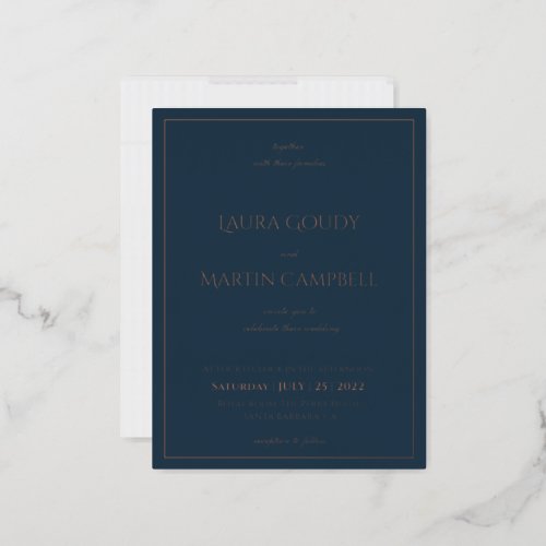  Elegance Classic text based  real foil Invitation