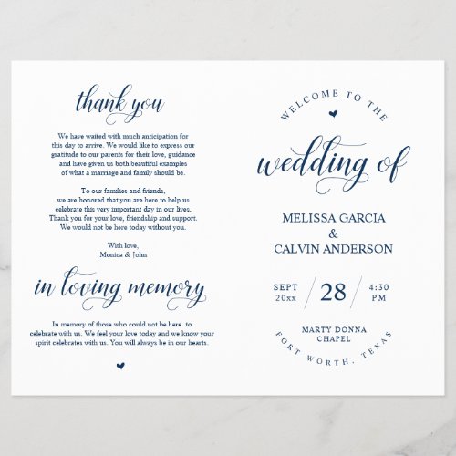 Elegance Classy Wedding Ceremony Foldable Program