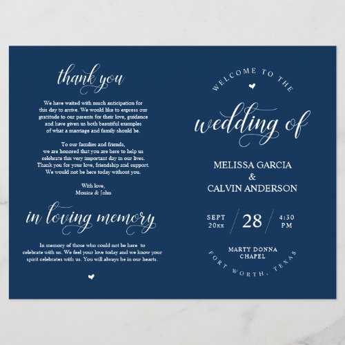 Elegance Classy Wedding Ceremony Foldable Program