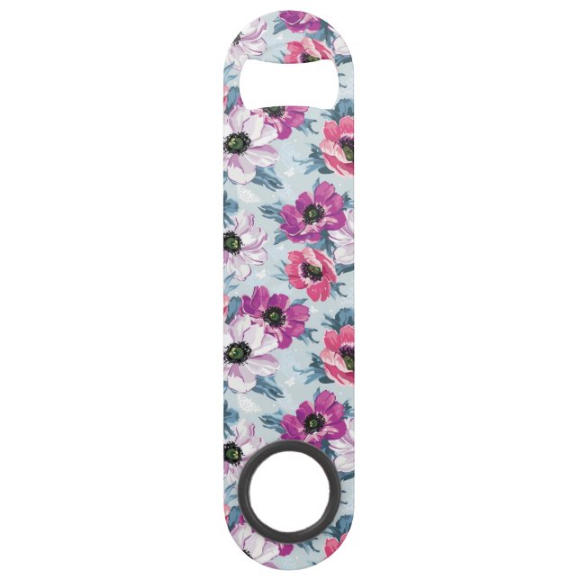 Elegance color flowers pattern on blue bar key (Front)