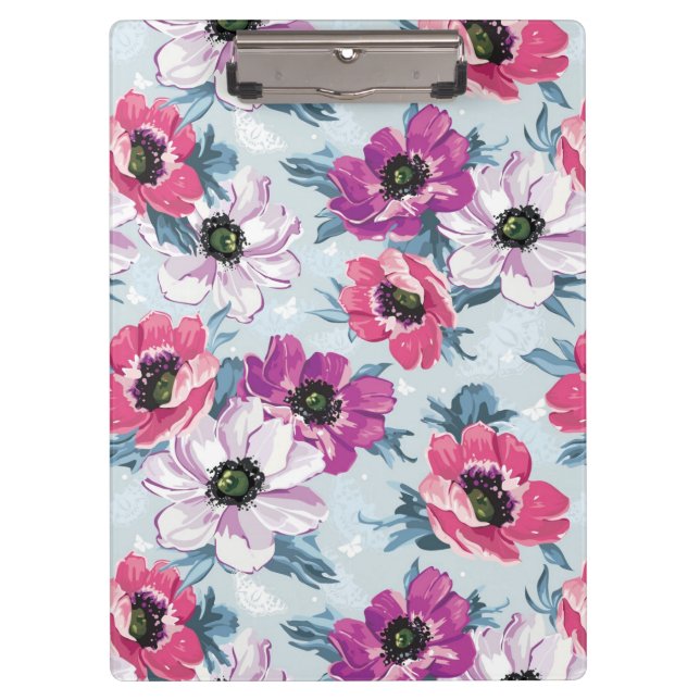 Elegance color flowers pattern on blue clipboard (Front)