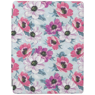 Elegance color flowers pattern on blue iPad smart cover