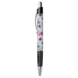 Elegance color flowers pattern on blue pen
