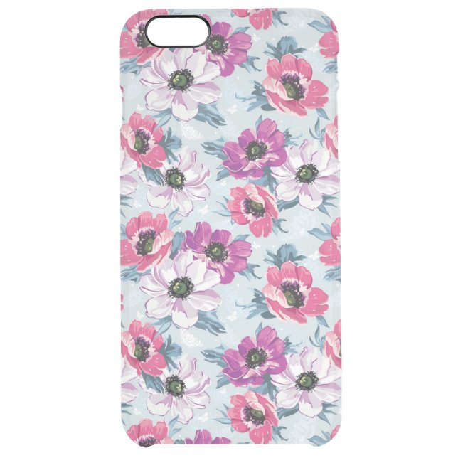 Elegance color flowers pattern on blue uncommon iPhone case (Back)