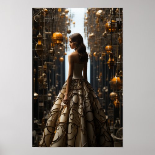 Elegance Embodied Haute Couture Model in Stunning Poster