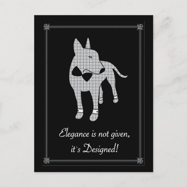 Elegance English Bull Terrier black tie pet art Postcard (Front)