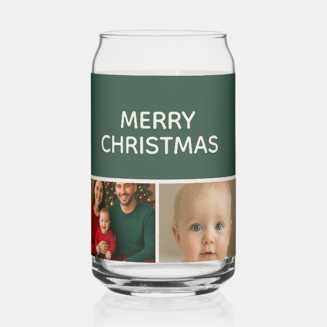 elegance families images collage Christmas Can Glass (Front)