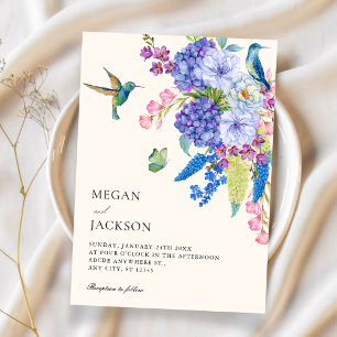 Elegance floral bird wedding invitation