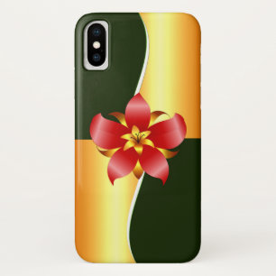 Elegance Floral Design in Green and Gold iPhone X Case