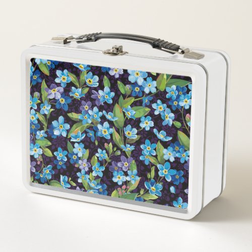 Elegance Forget_Me_Not Floral Pattern Metal Lunch Box