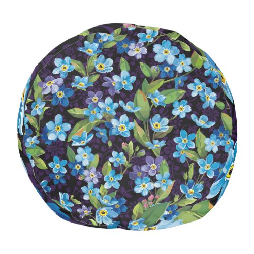 Elegance Forget_Me_Not Floral Pattern Pouf